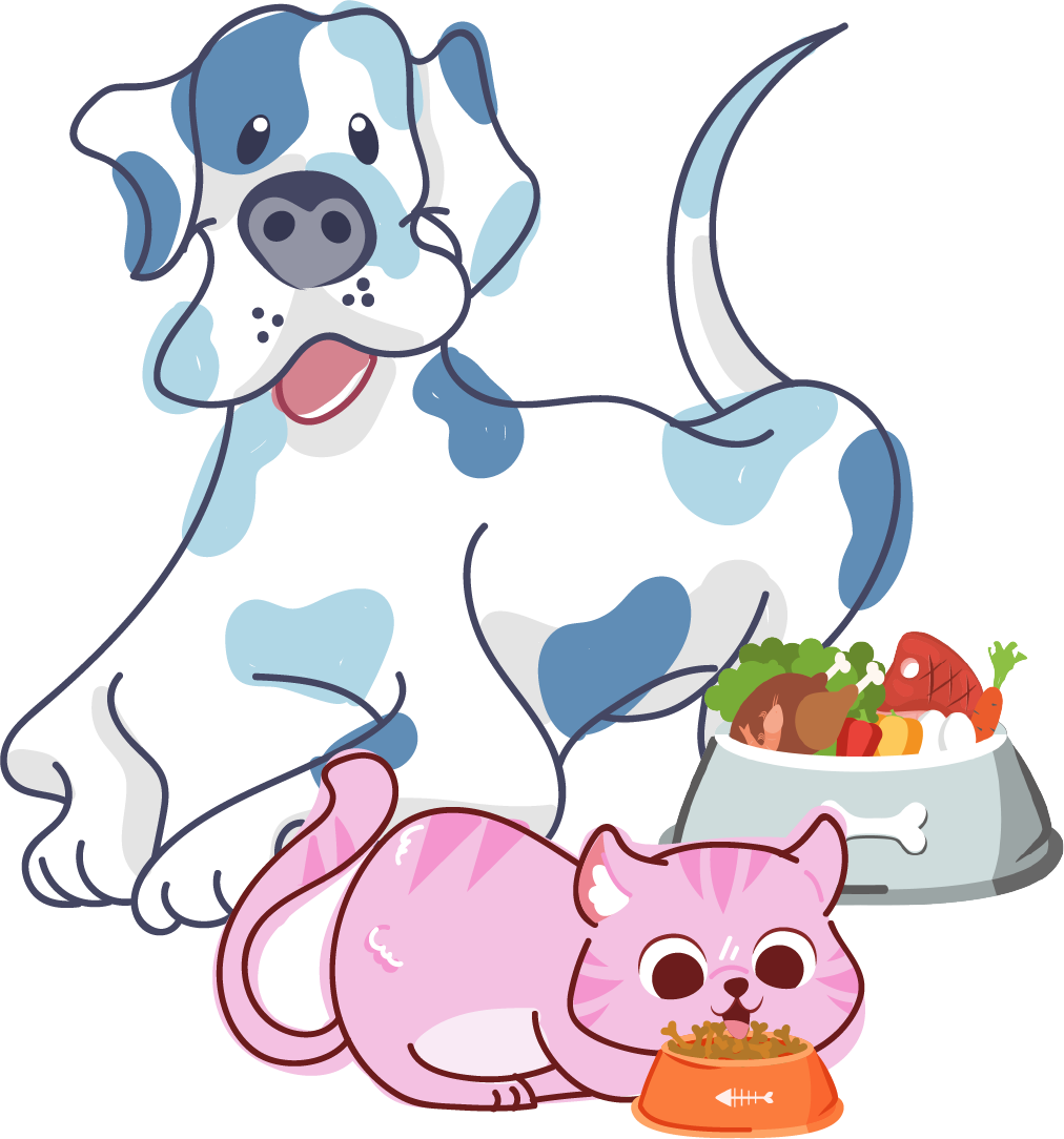 Perro y gato con comida natural Trunimal